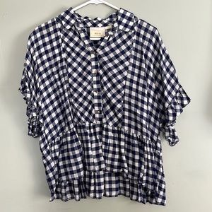 Blue and white flowy shirt